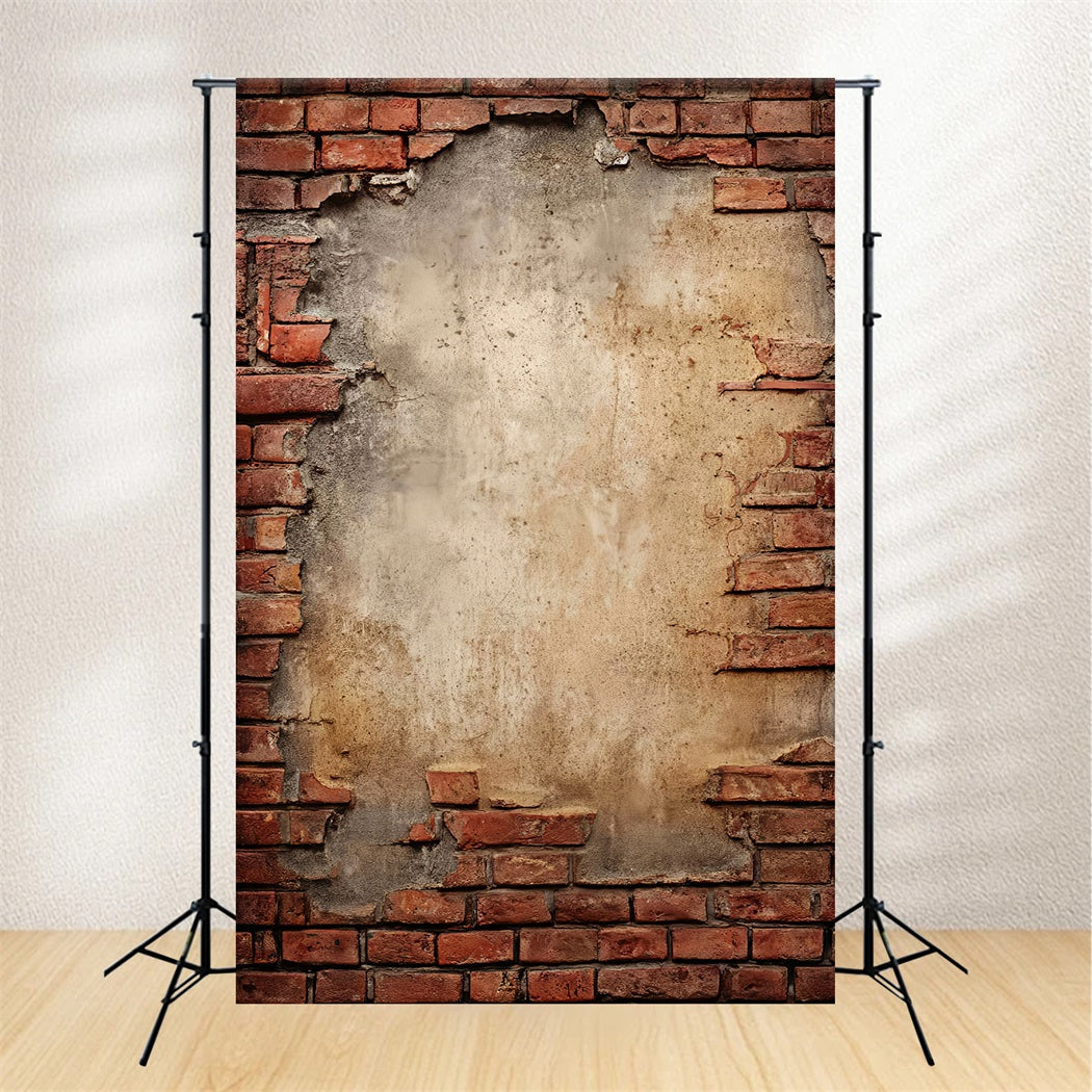 Toile de fond Mur Brique Plâtre Rustique Exposé TWW59-193