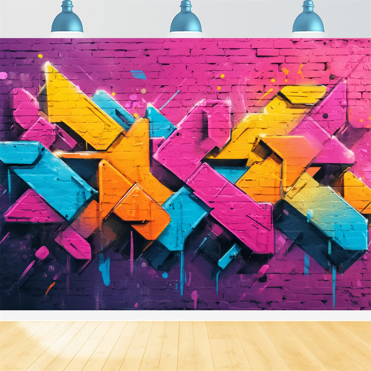 Toile de fond Mur Brique Graffiti Néon Vibrant TWW59-199