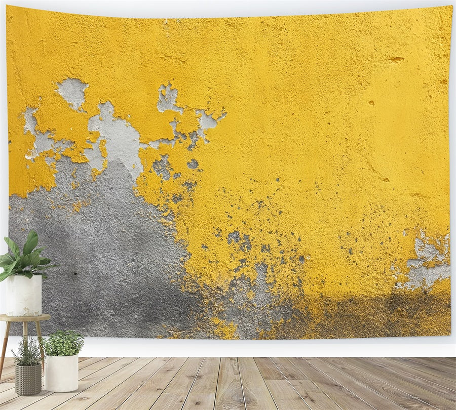 Toile de fond Graffiti Mur Plâtre Jaune Usé TWW59-201