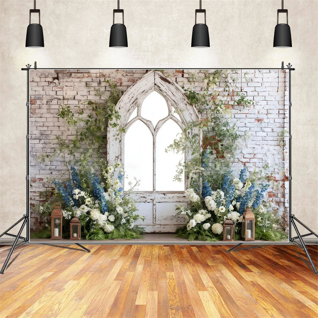 Toile de fond Mur Brique Arche Rustique Décor Floral TWW59-202