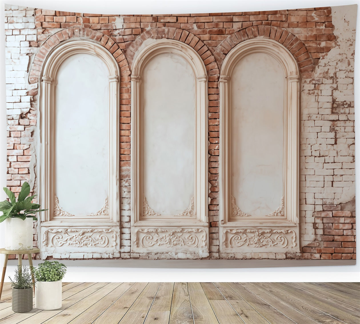 Toile de fond Mur Brique Panneaux Cintrés Vintage TWW59-205