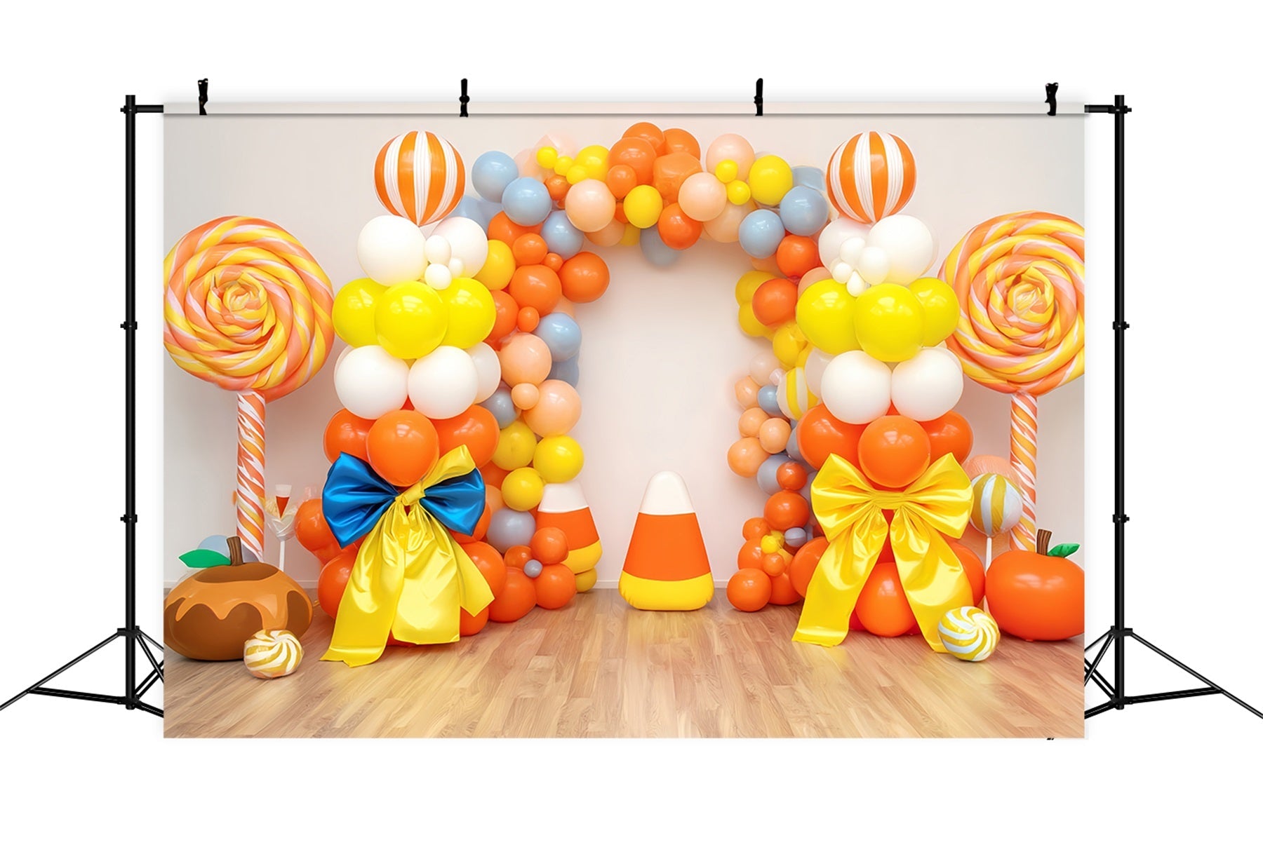 Fond pour smash cake avec arche de ballons colorés Fond pour photographie de smash cake TWW59-212