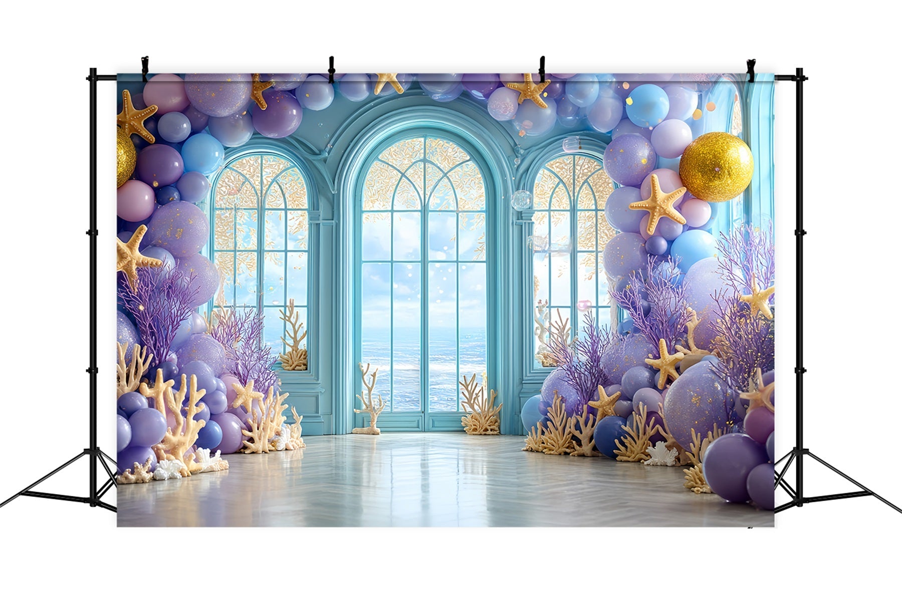 Fonds pour cake smash Fond d'anniversaire Ocean Window Coral Dream TWW59-218