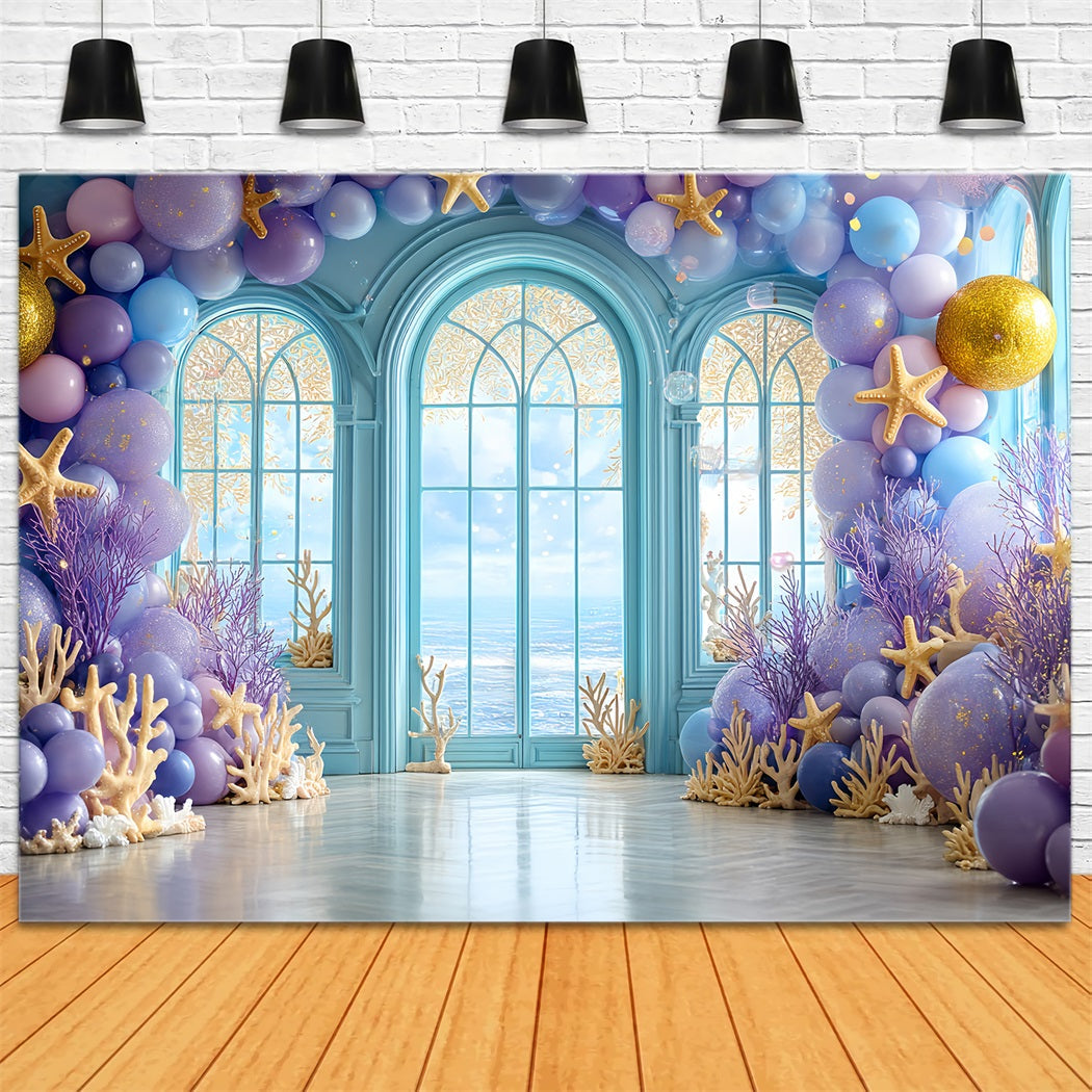 Fonds pour cake smash Fond d'anniversaire Ocean Window Coral Dream TWW59-218