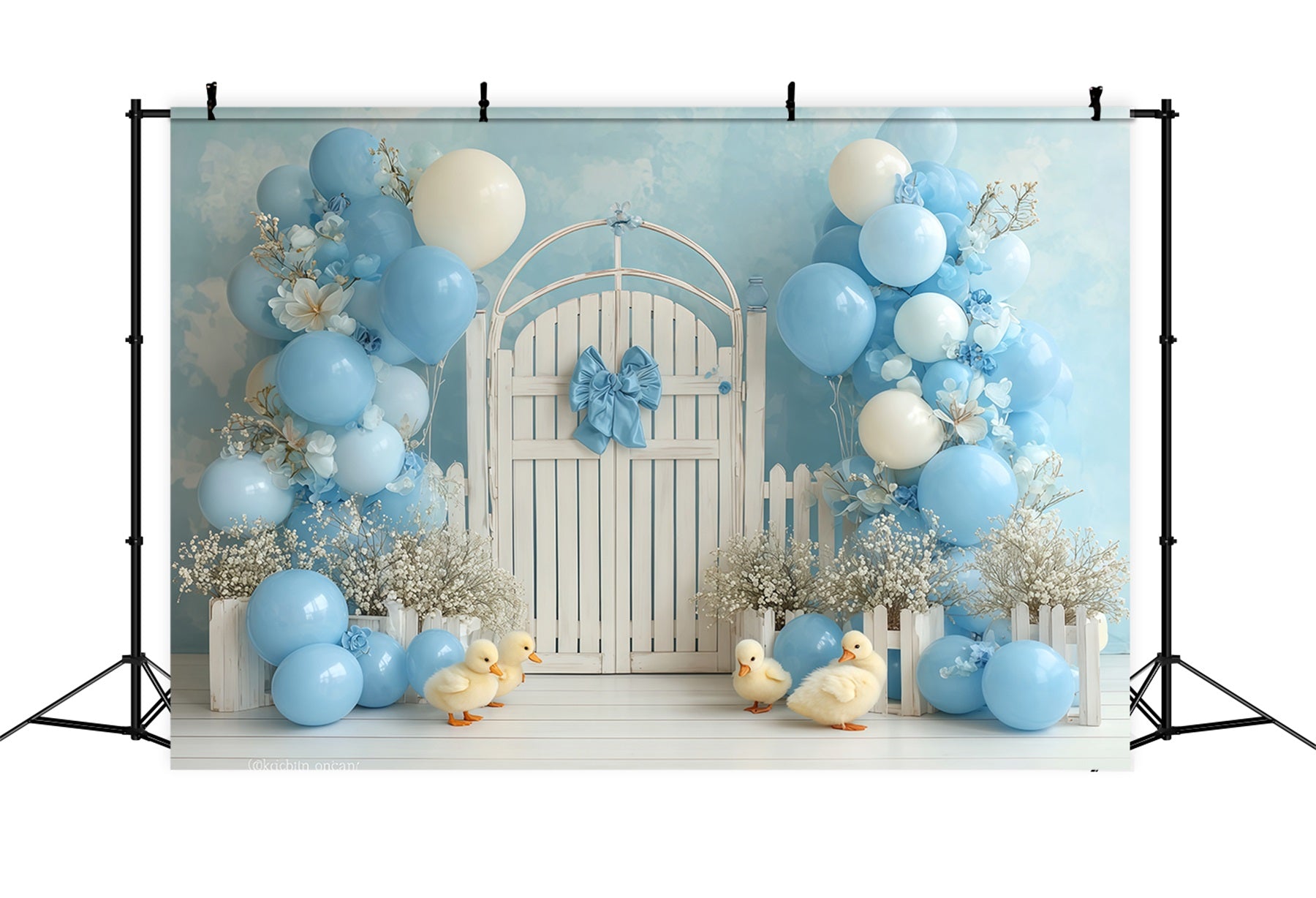 Toile de fond pour cake smash Caneton bleu Portail de jardin Toile de fond pour photographie de cake smash TWW59-225