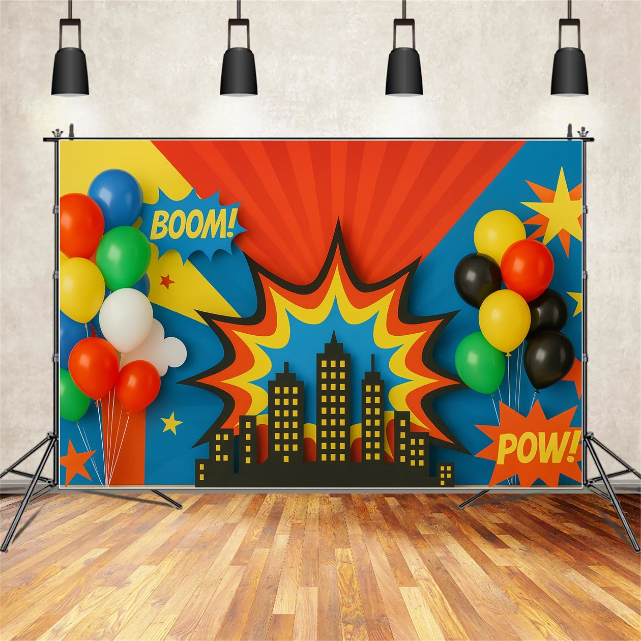 Fond pour cake smash Ballons colorés Fond pour cake smash City Burst TWW59-236