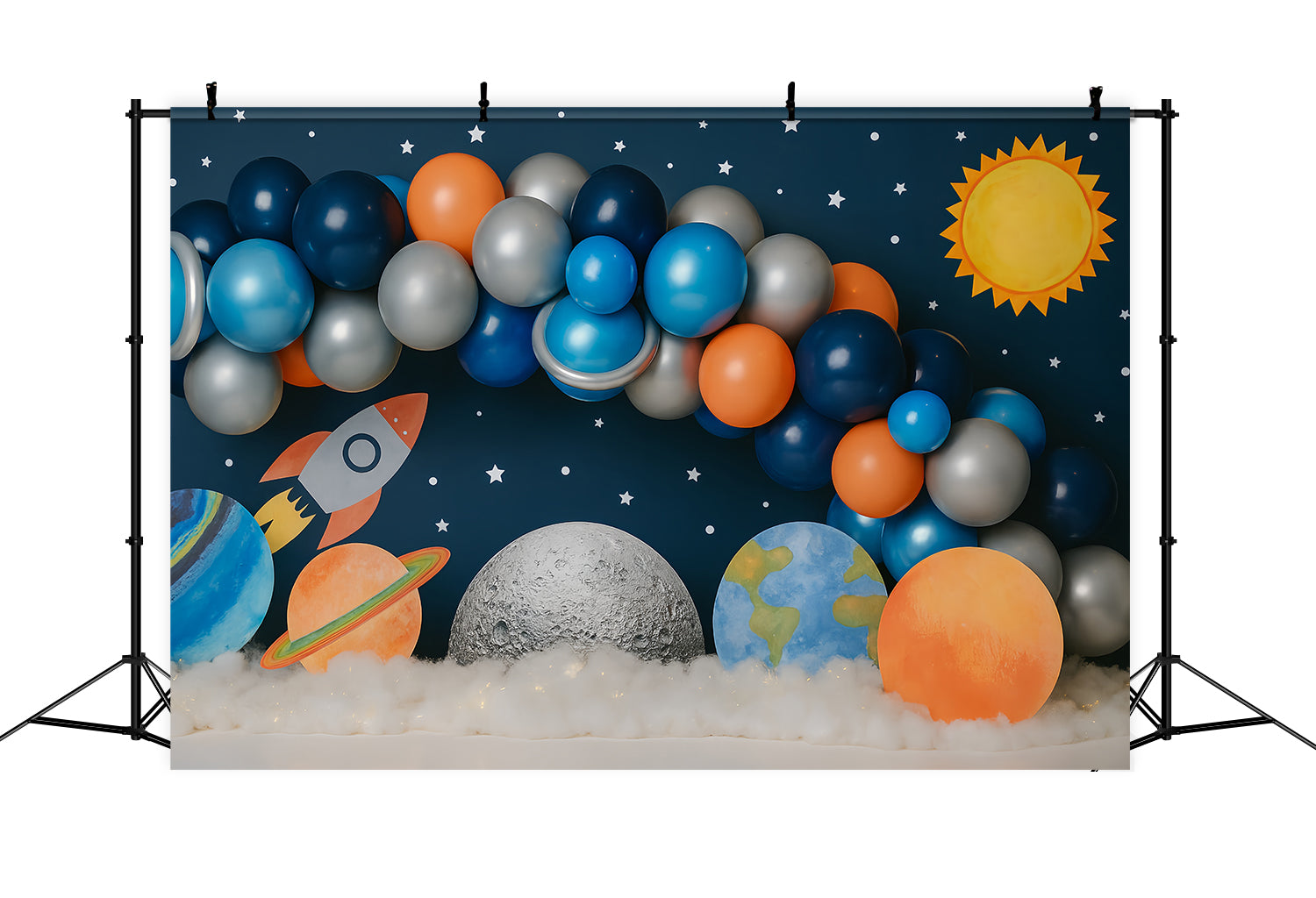 Fond pour cake smash garçon Espace Galaxie Fusée Aventure Anniversaire TWW59-239