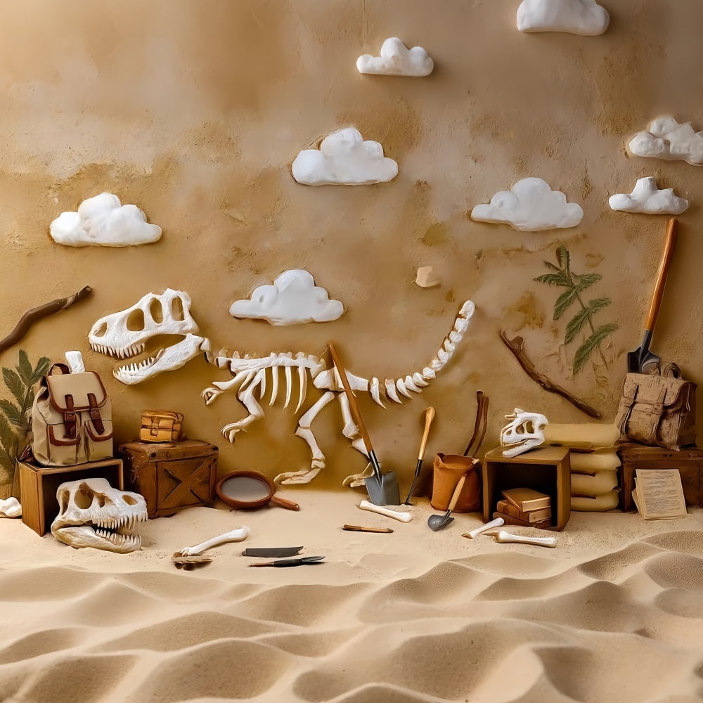Toile de fond pour gâteaux d'anniversaire Dinosaur Fossil Adventure Dig Birthday Backdrops TWW59-246
