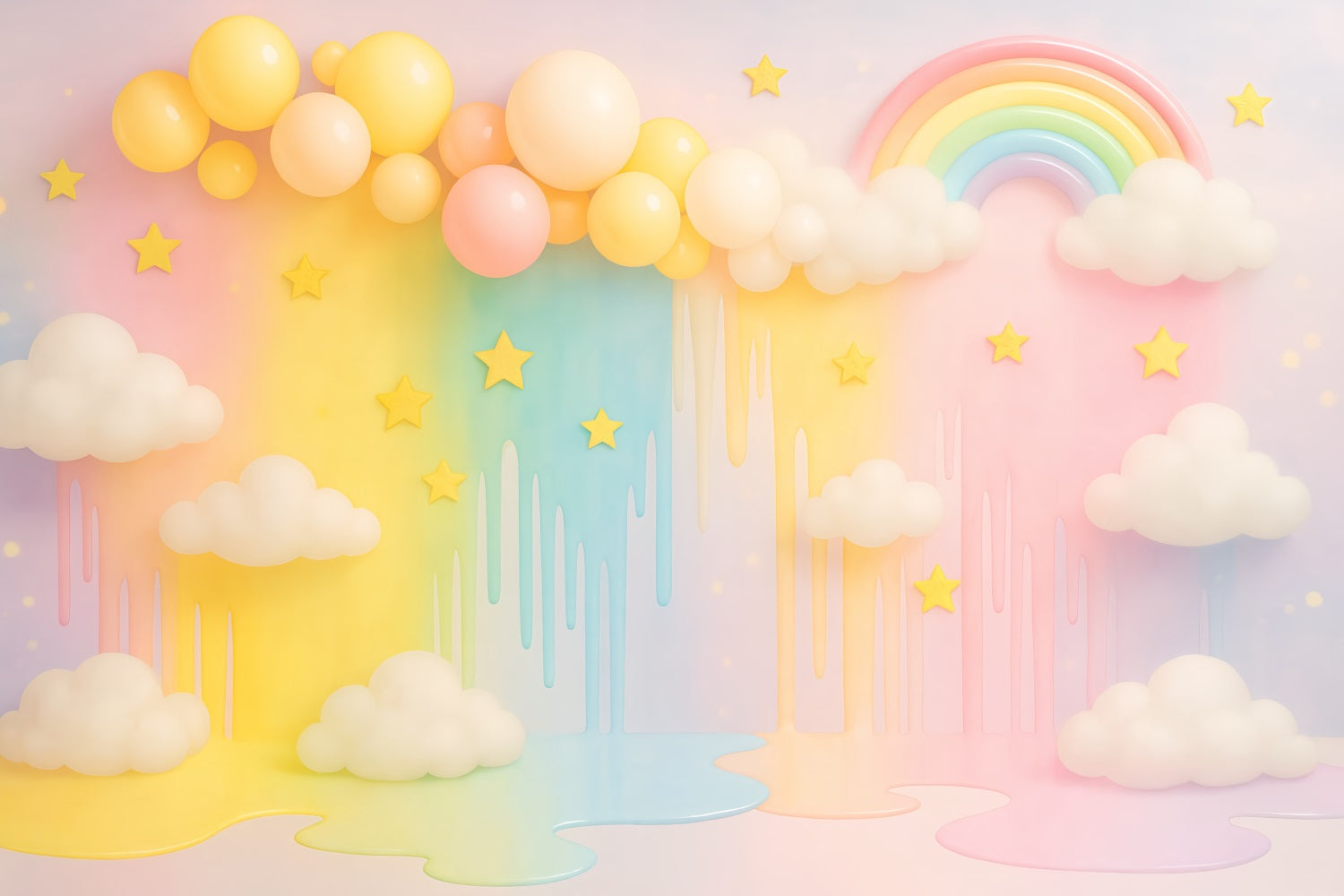 Fond pour smash cake Pastel Rainbow Cloud Dream Fond photo d'anniversaire TWW59-247