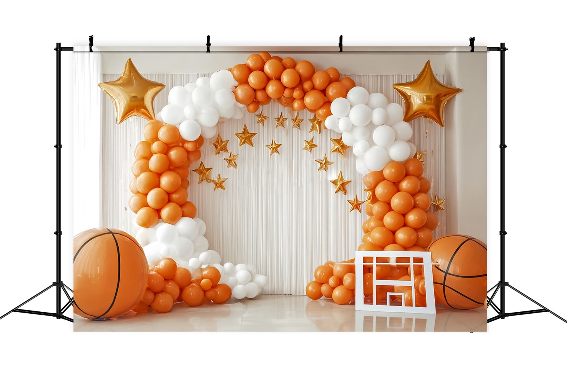 Fonds pour smash cake Basketball Star Balloon Arch Fond pour anniversaire TWW59-248
