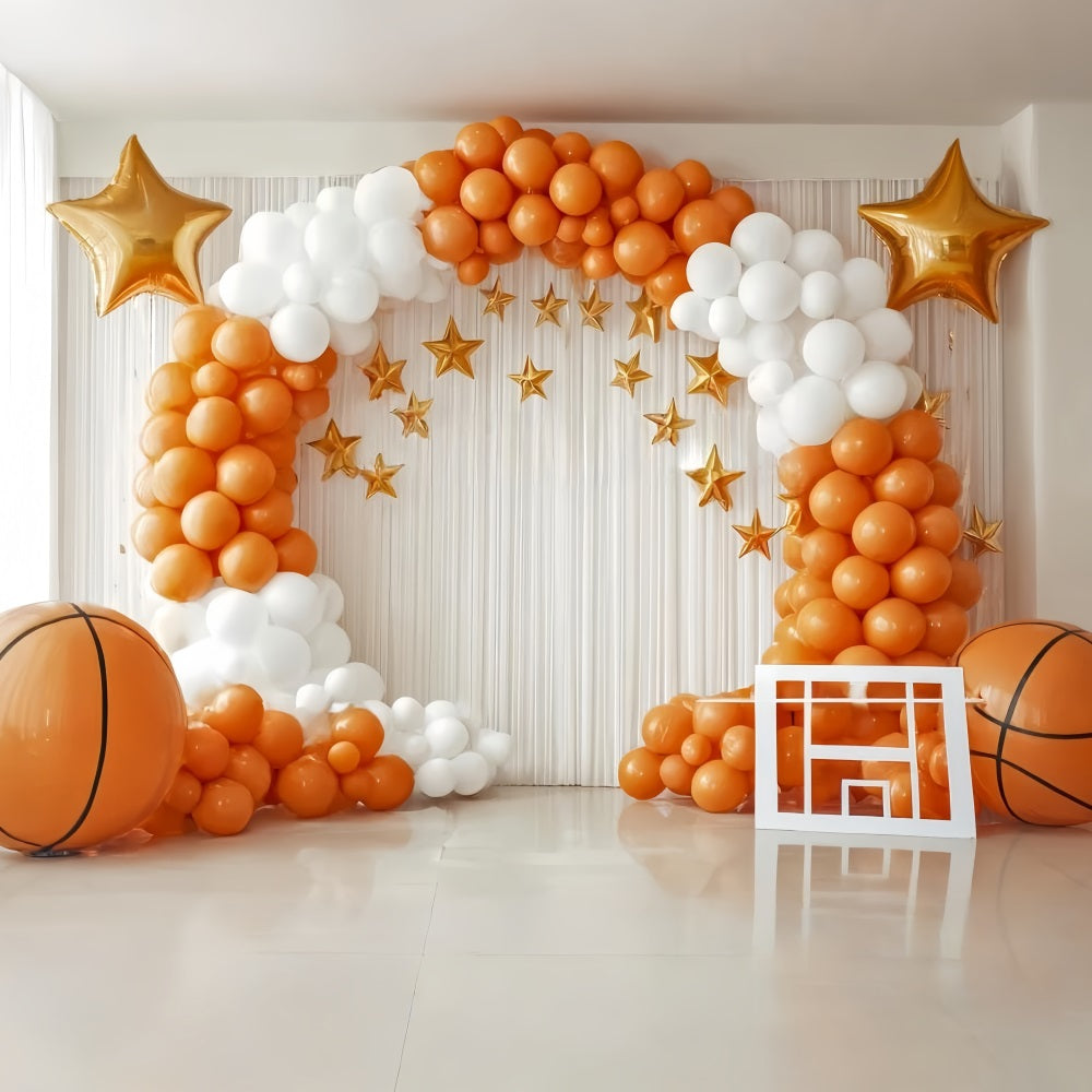 Fonds pour smash cake Basketball Star Balloon Arch Fond pour anniversaire TWW59-248