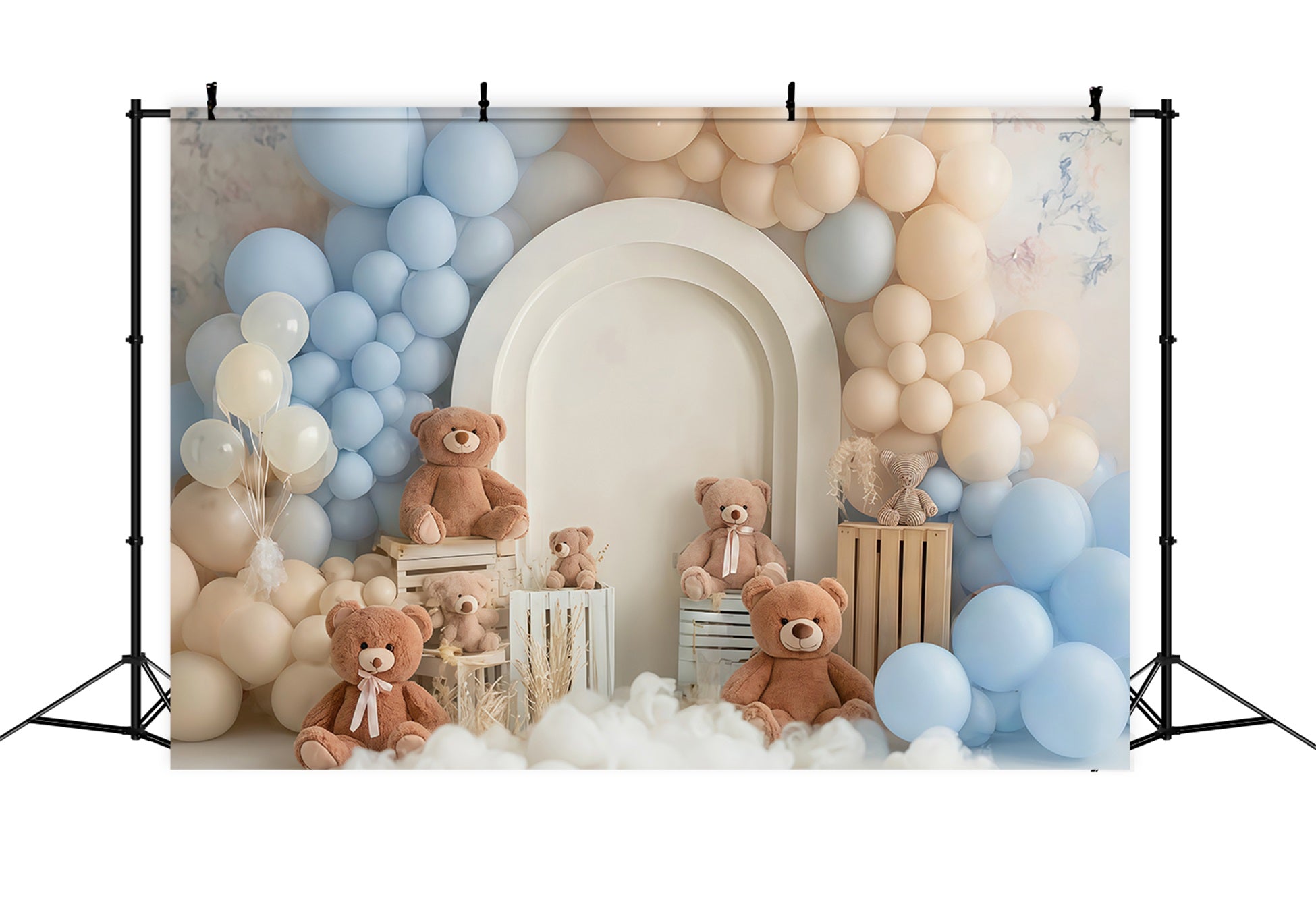 Fond Cake Smash Bleu Beige Teddy Balloon Dream Birthday TWW59-256