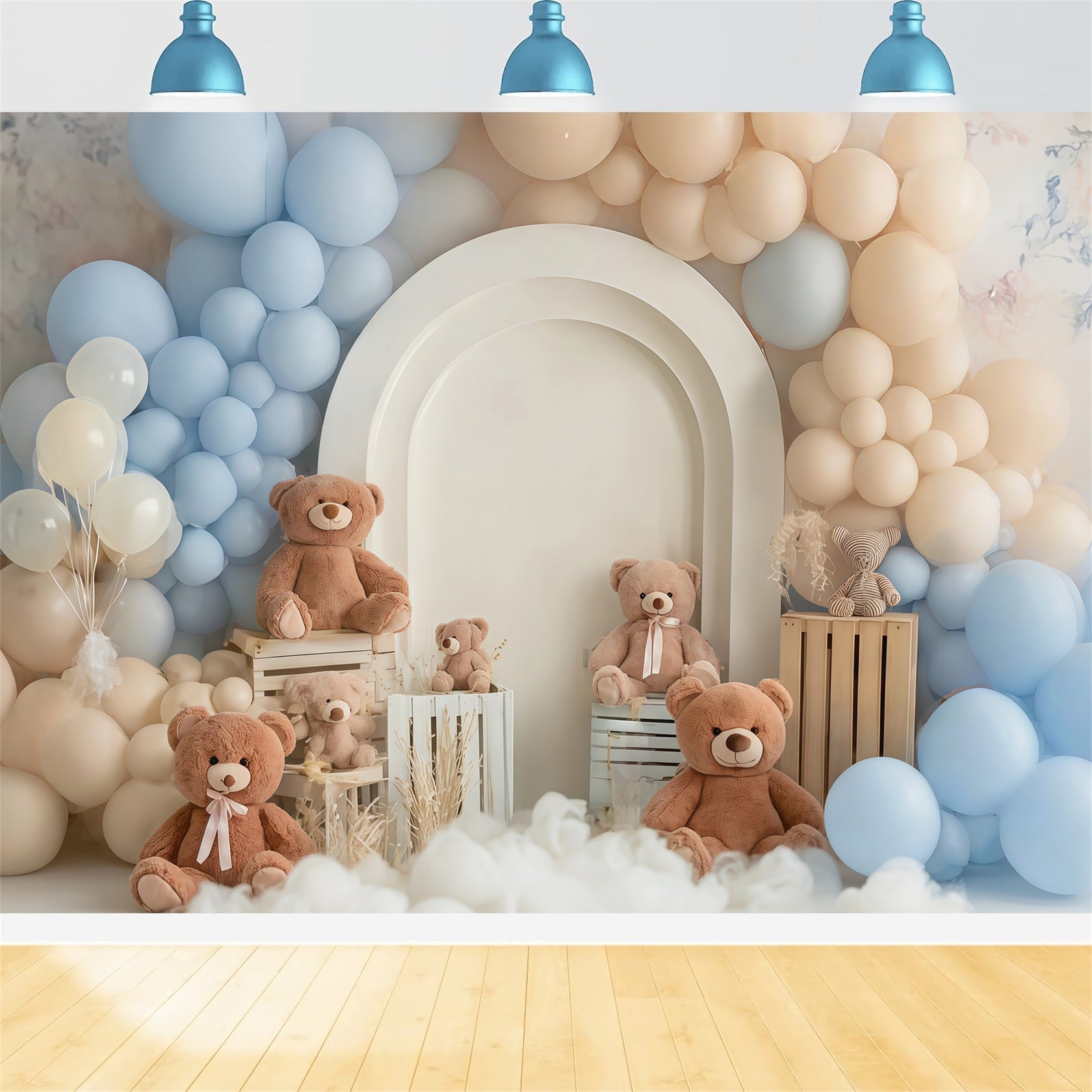 Fond Cake Smash Bleu Beige Teddy Balloon Dream Birthday TWW59-256