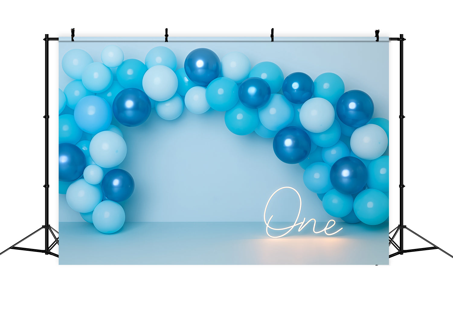 Fond pour gâteau d'anniversaire Arc de ballons bleus One Glow 1er anniversaire TWW59-258