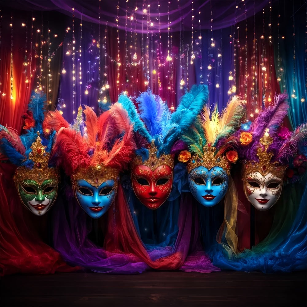 Toile de fond Cirque Masque Coloré Plumes Mascarade TWW59-27