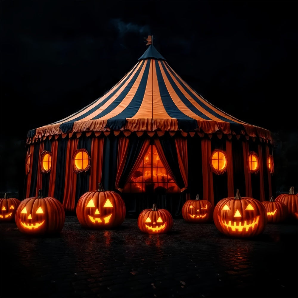 Toile de fond Cirque Halloween Citrouille Lanterne Chapiteau Effrayant TWW59-28