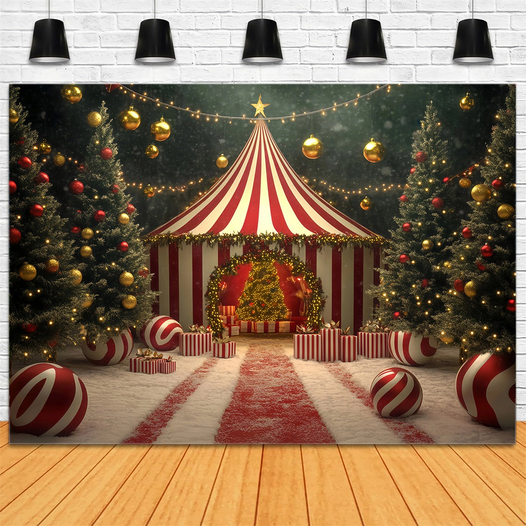 Toile de fond Cirque Noël Chapiteau Arbre Bonbons TWW59-33