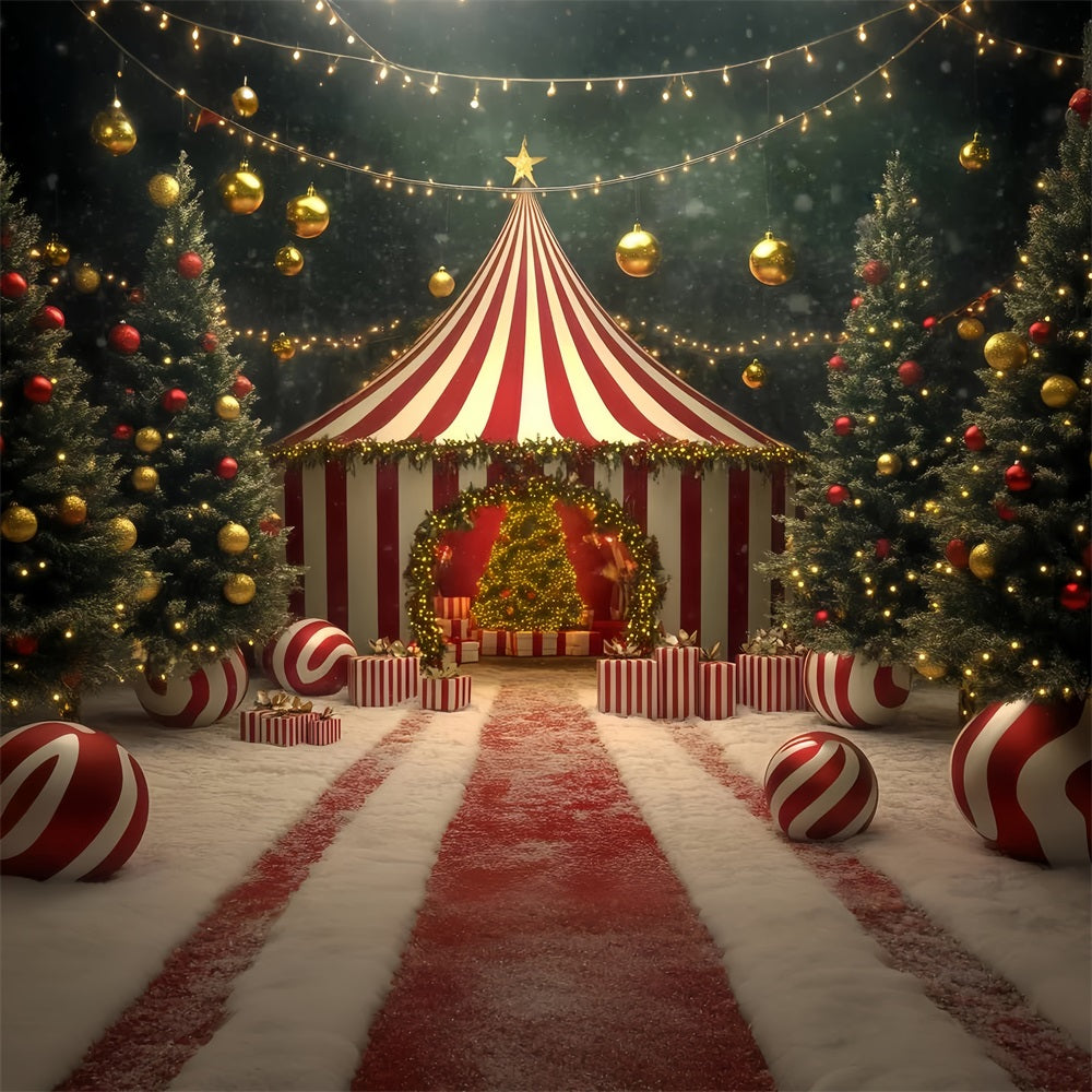 Toile de fond Cirque Noël Chapiteau Arbre Bonbons TWW59-33