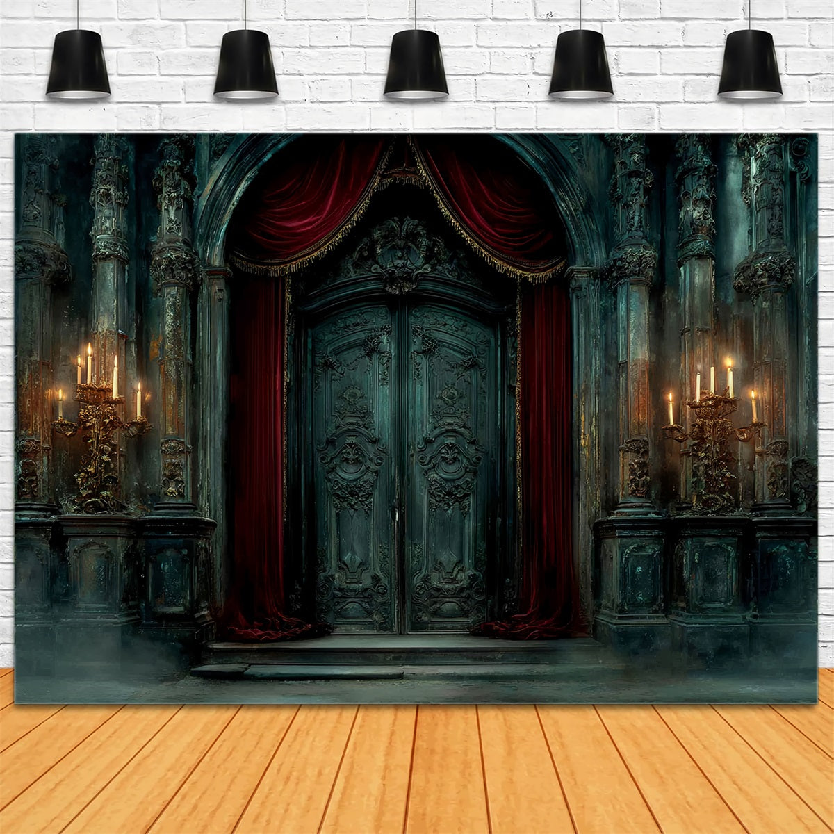 Toile de fond Mariage Gothique Porte Château Chandelles Vintage TWW59-54