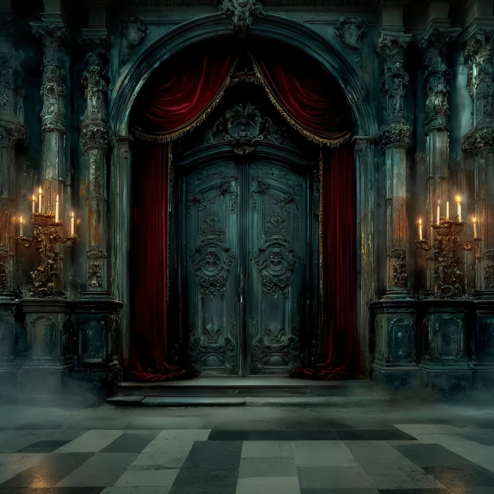 Toile de fond Mariage Gothique Porte Château Chandelles Vintage TWW59-54