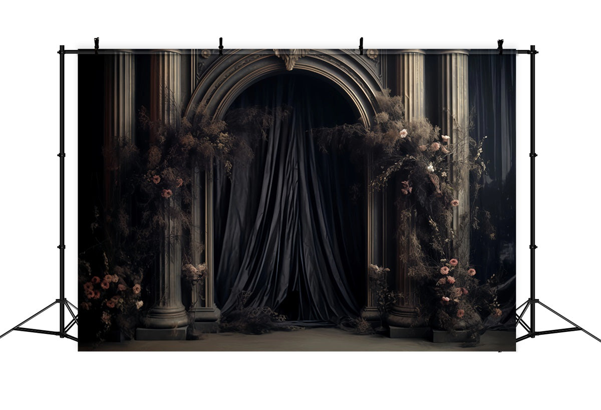 Toile de fond Mariage Gothique Colonnes Gothiques Fleurs Sombres TWW59-59