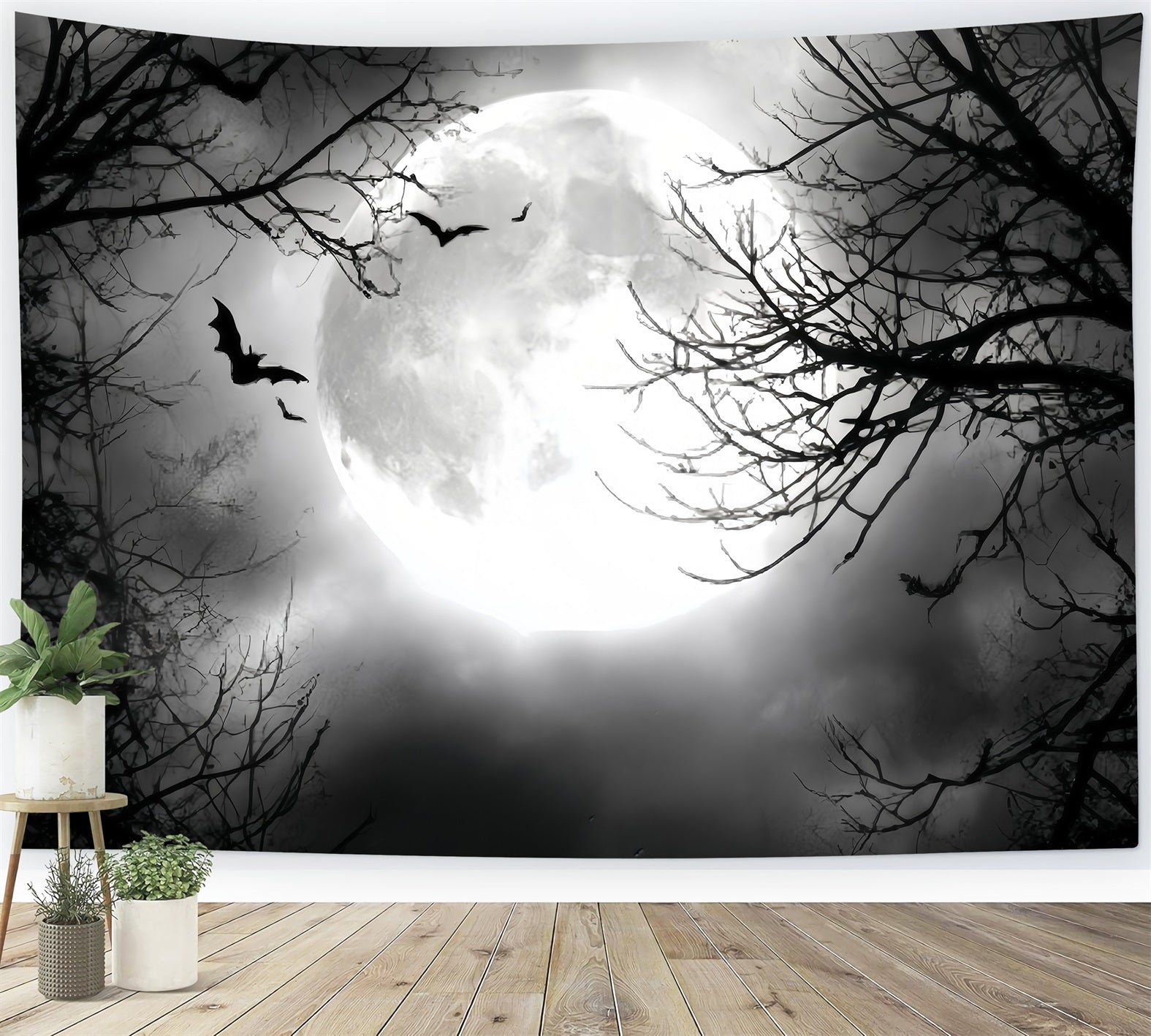 Fond Studio Halloween Pleine Lune Chauves-Souris Volantes TWW59-67