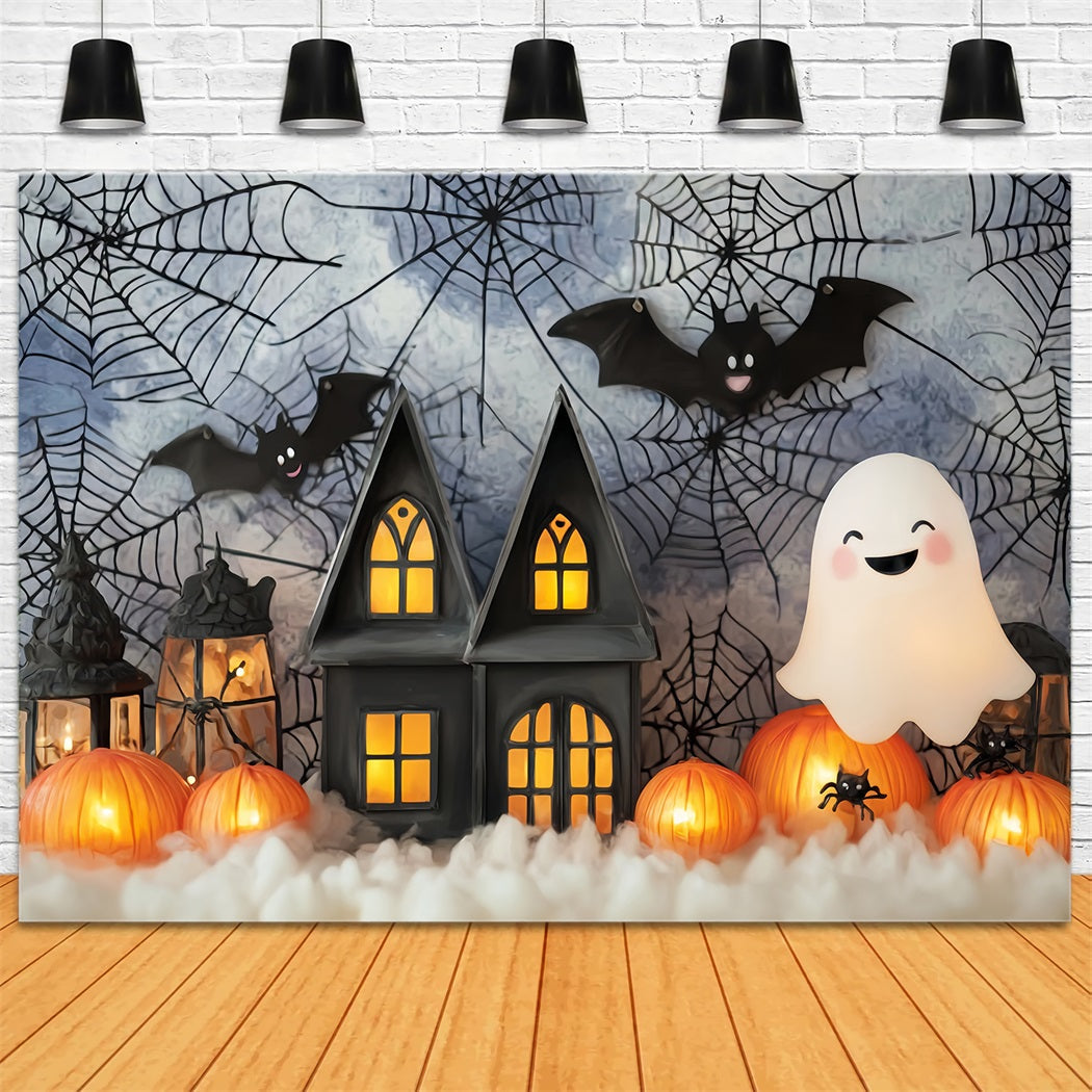Toile De Fond Halloween Chauve-Souris Fantôme Mignon Citrouille Lanterne TWW59-71