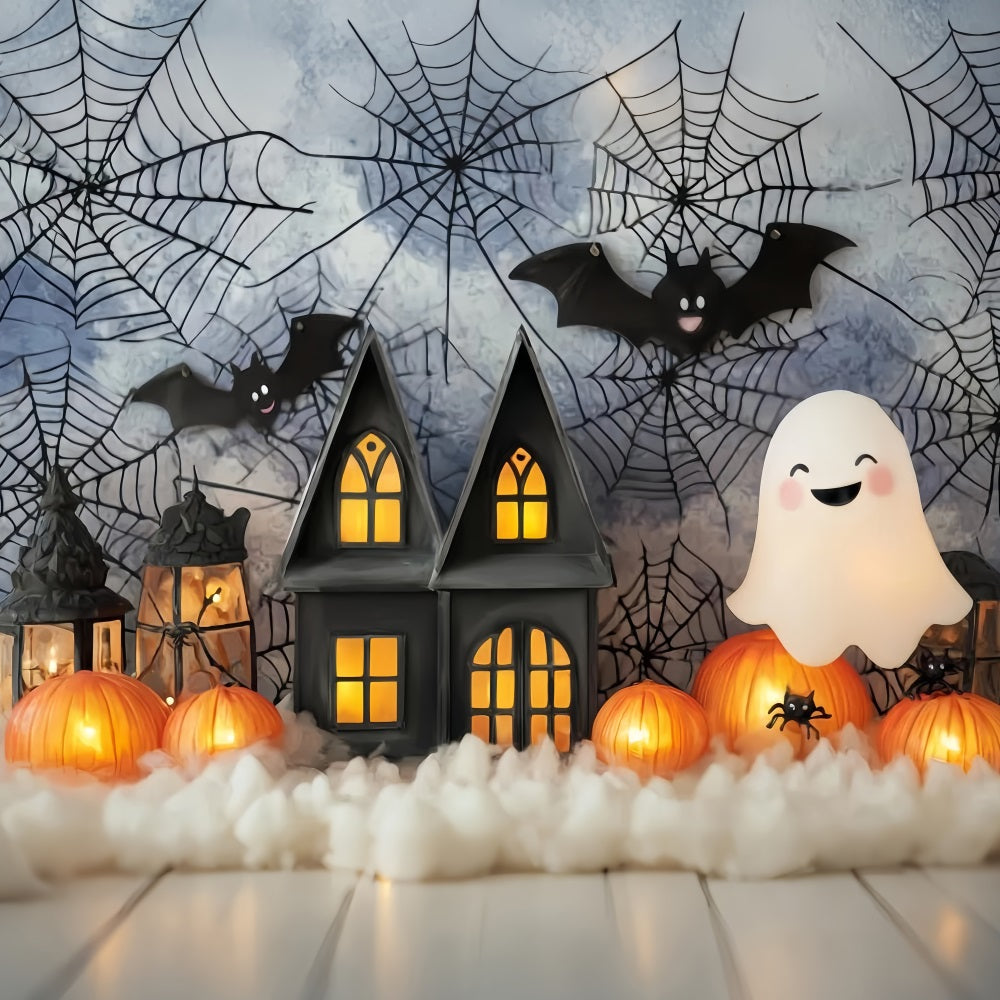 Toile De Fond Halloween Chauve-Souris Fantôme Mignon Citrouille Lanterne TWW59-71