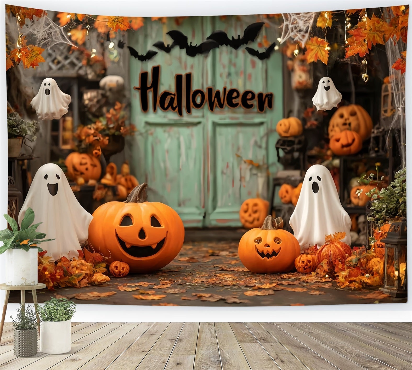Toile Halloween Fantômes D’Automne Citrouilles Souriantes TWW59-72