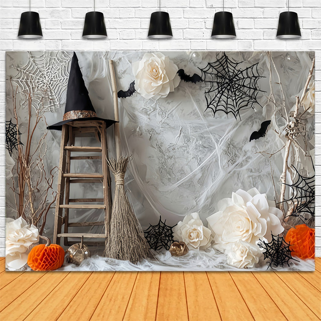 Toile Halloween Araignée Échelle Sorcière Chauves-Souris Fleurs TWW59-78