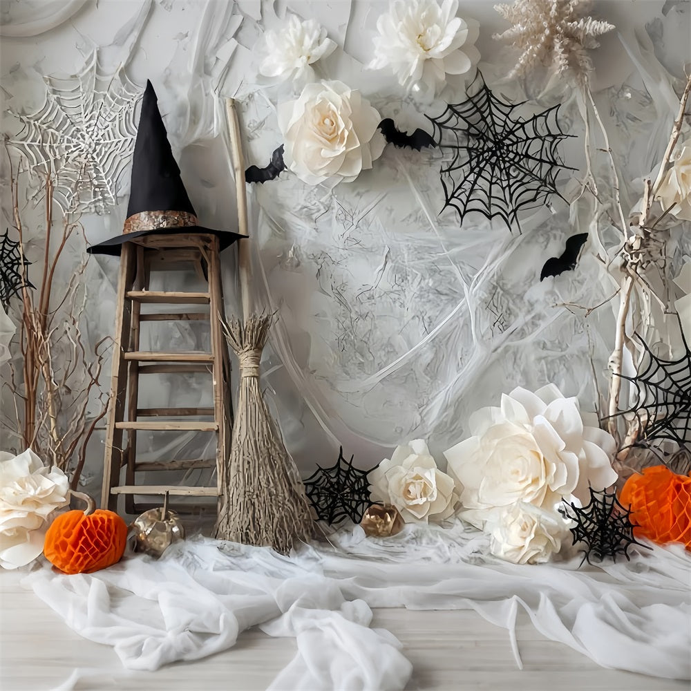 Toile Halloween Araignée Échelle Sorcière Chauves-Souris Fleurs TWW59-78