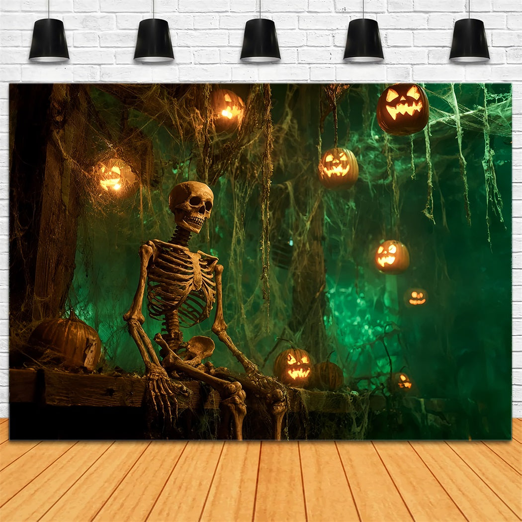 Fond Photo Halloween Squelettes Lanterne Forêt Hantée Effrayant TWW59-82