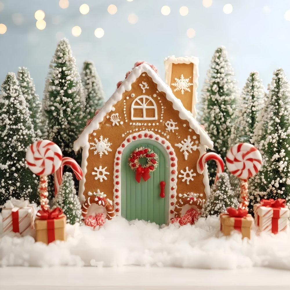 Toile de fond Noël Maison Pain d’Épices Forêt Sucrée Maison Pain d’Épices TWW59-89