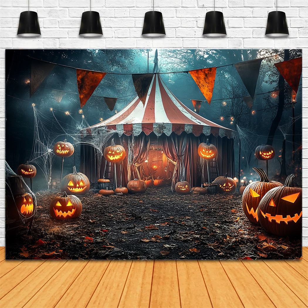 Toile de fond Cirque Halloween Citrouille Lanterne Chapiteau Effrayant TWW59-9