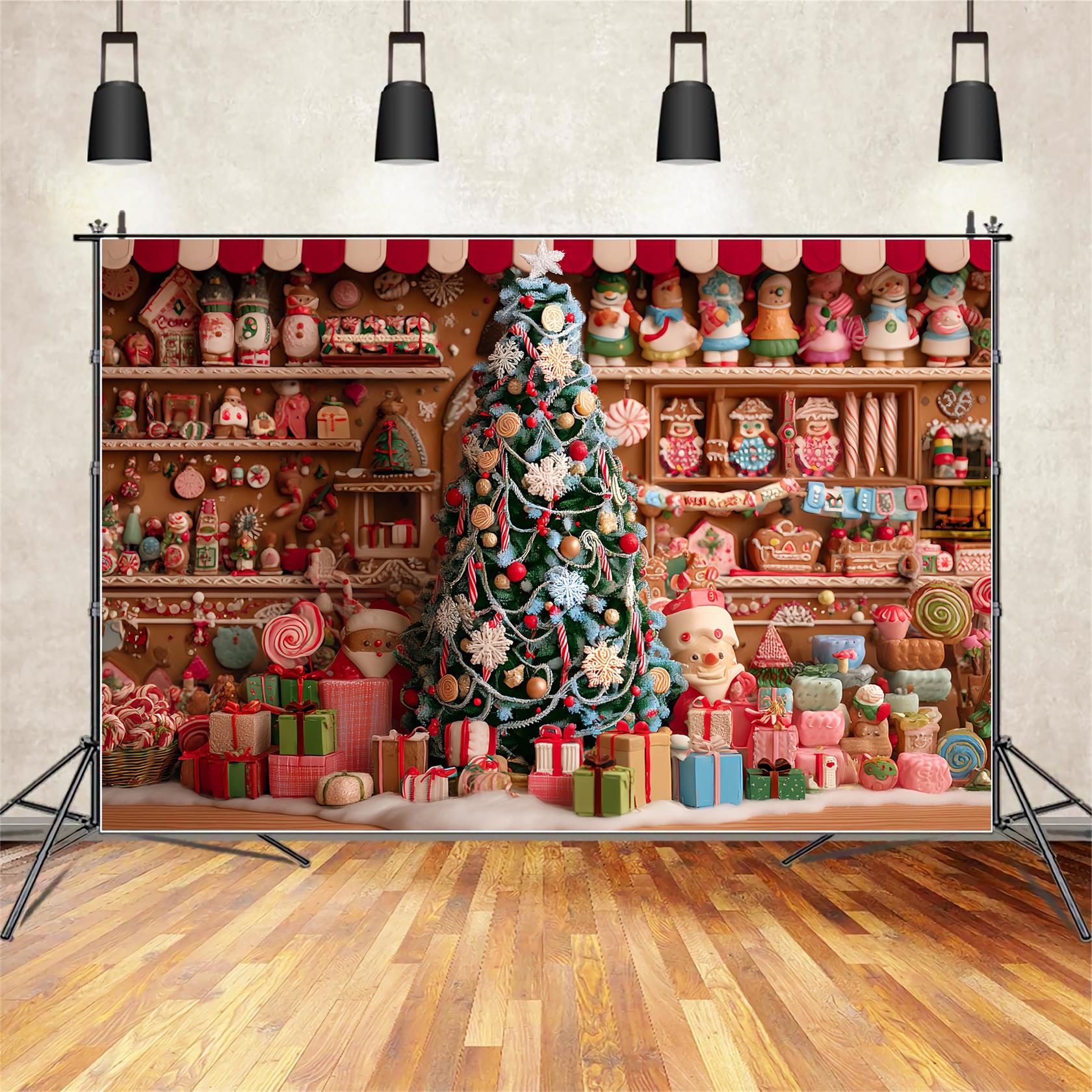 Toile de fond Noël Boulangerie Pain d’Épices Sapin de Noël TWW59-91