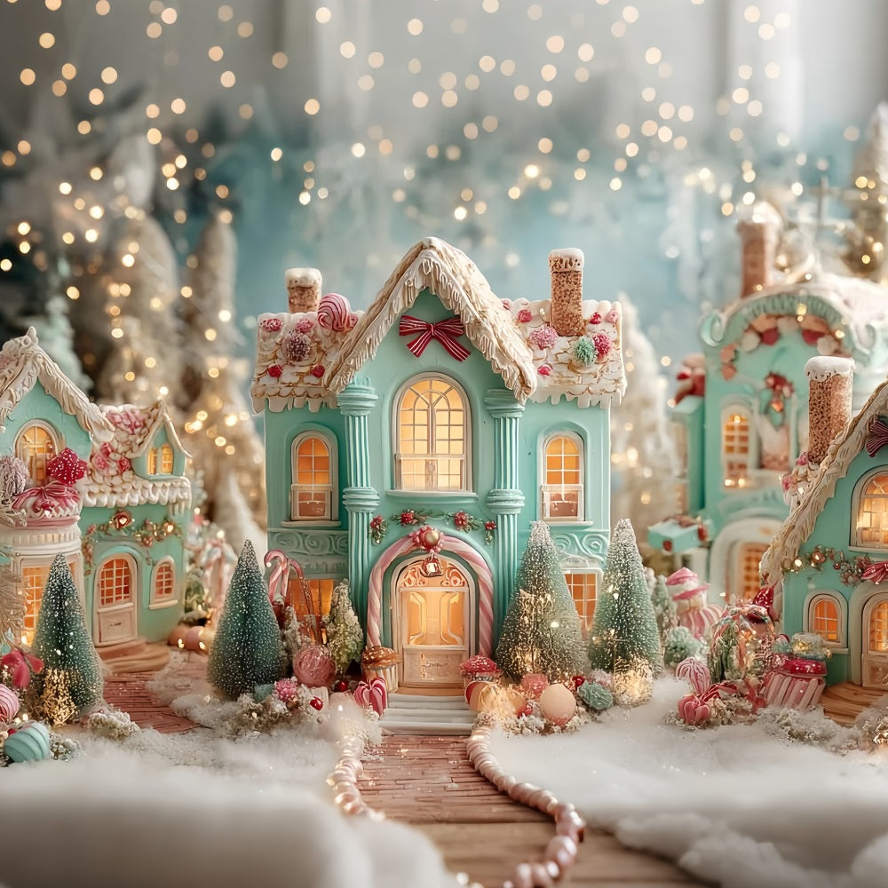 Toile de fond Noël Village Pain d’Épices Maisons Sucrées TWW59-94