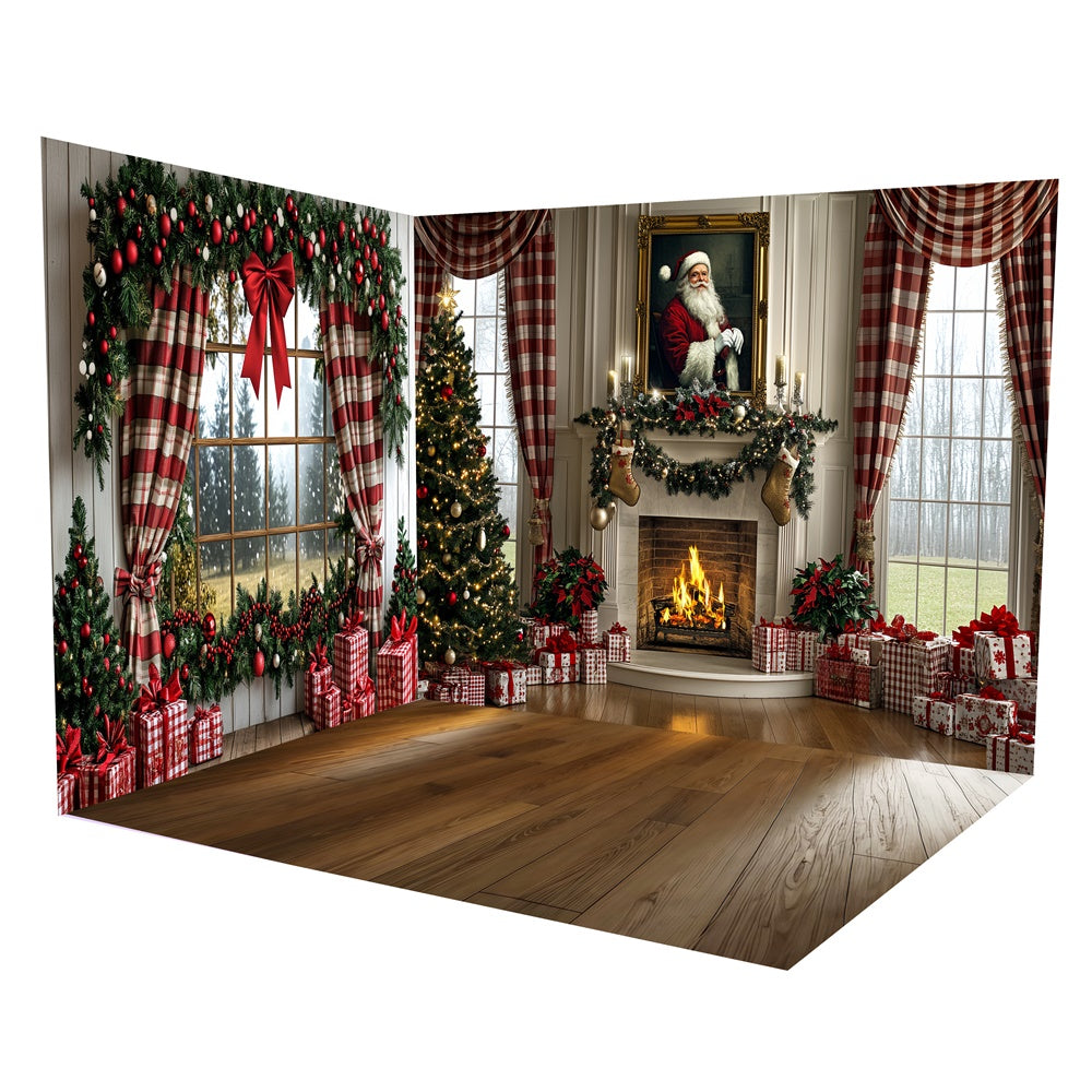 Ensemble de Salle Cheminée de Noël Portrait du Père Noël TWW6-103