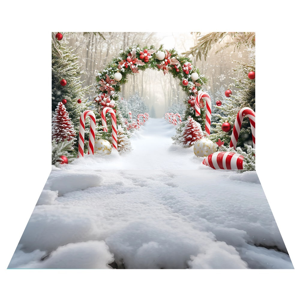 Toile de fond Arche Sucre d’Orge + Sol Sentier Enneigé TWW6-107