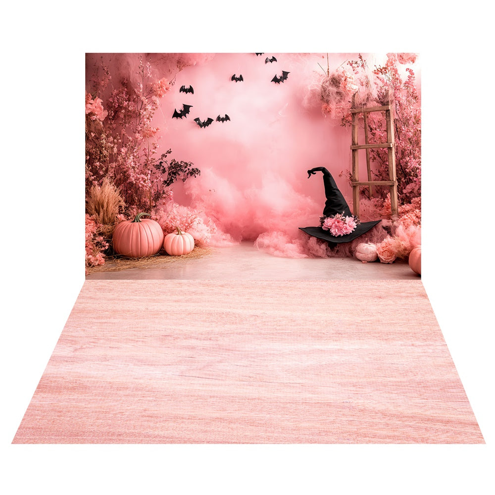 Toile de fond Halloween Jardin de Sorcière Rose + Sol en Planches Blush TWW6-55