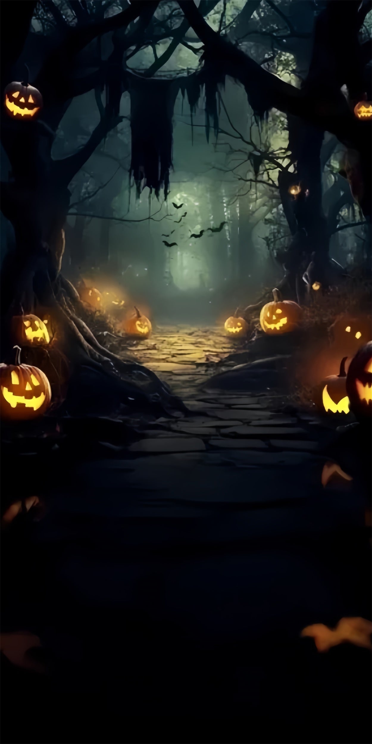 Toile de fond Sweep Halloween Photo Chemin de Citrouilles Minuit TWW6-74