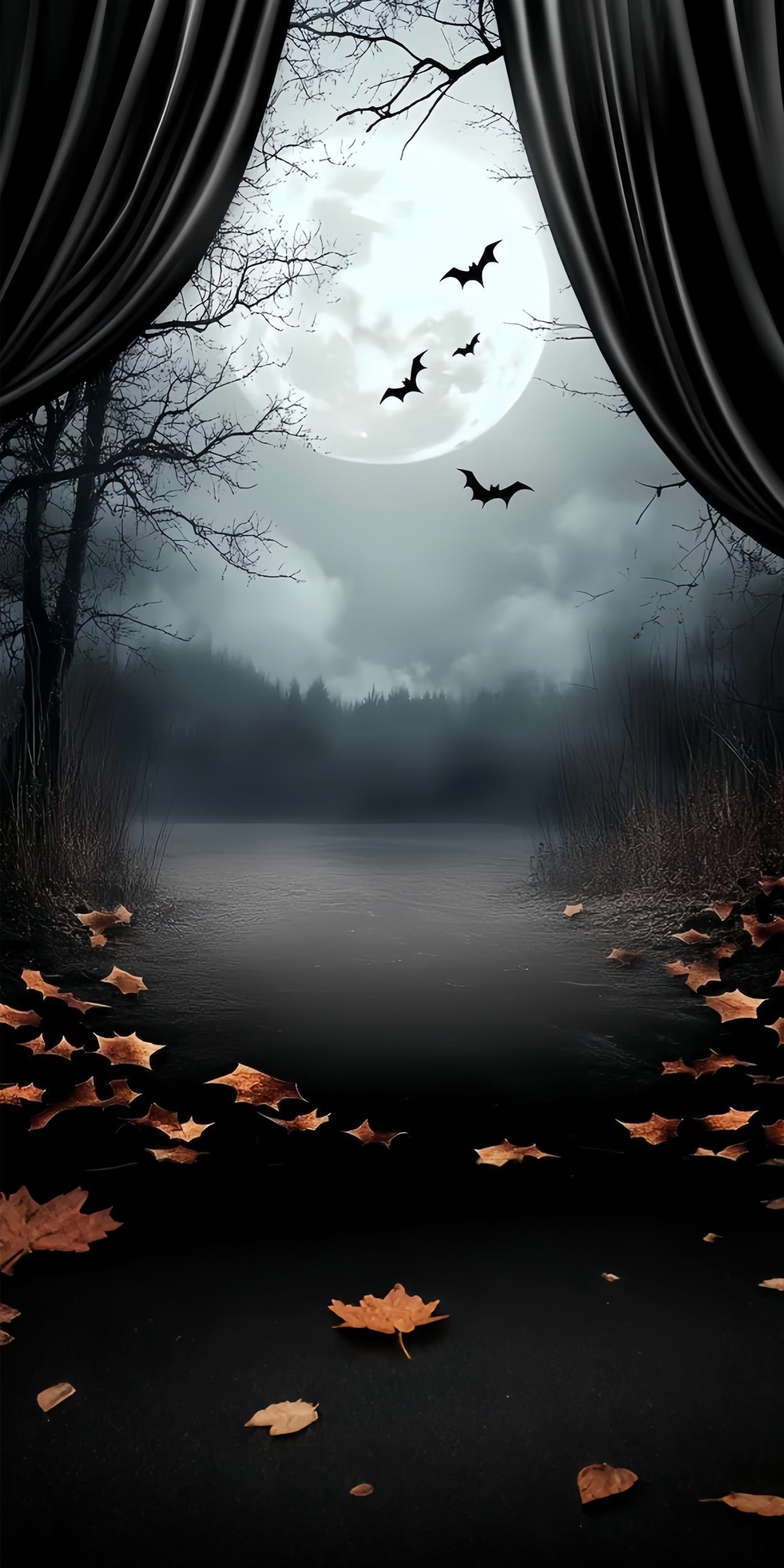 Toile de fond Sweep Halloween Idées Rideau de Minuit Bord de Lac TWW6-75