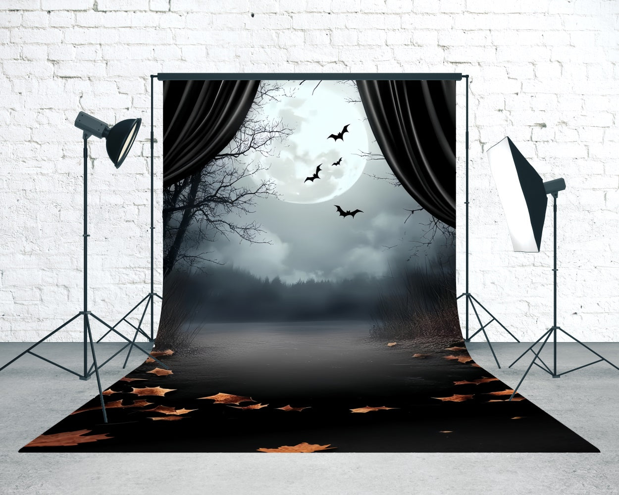 Toile de fond Sweep Halloween Idées Rideau de Minuit Bord de Lac TWW6-75