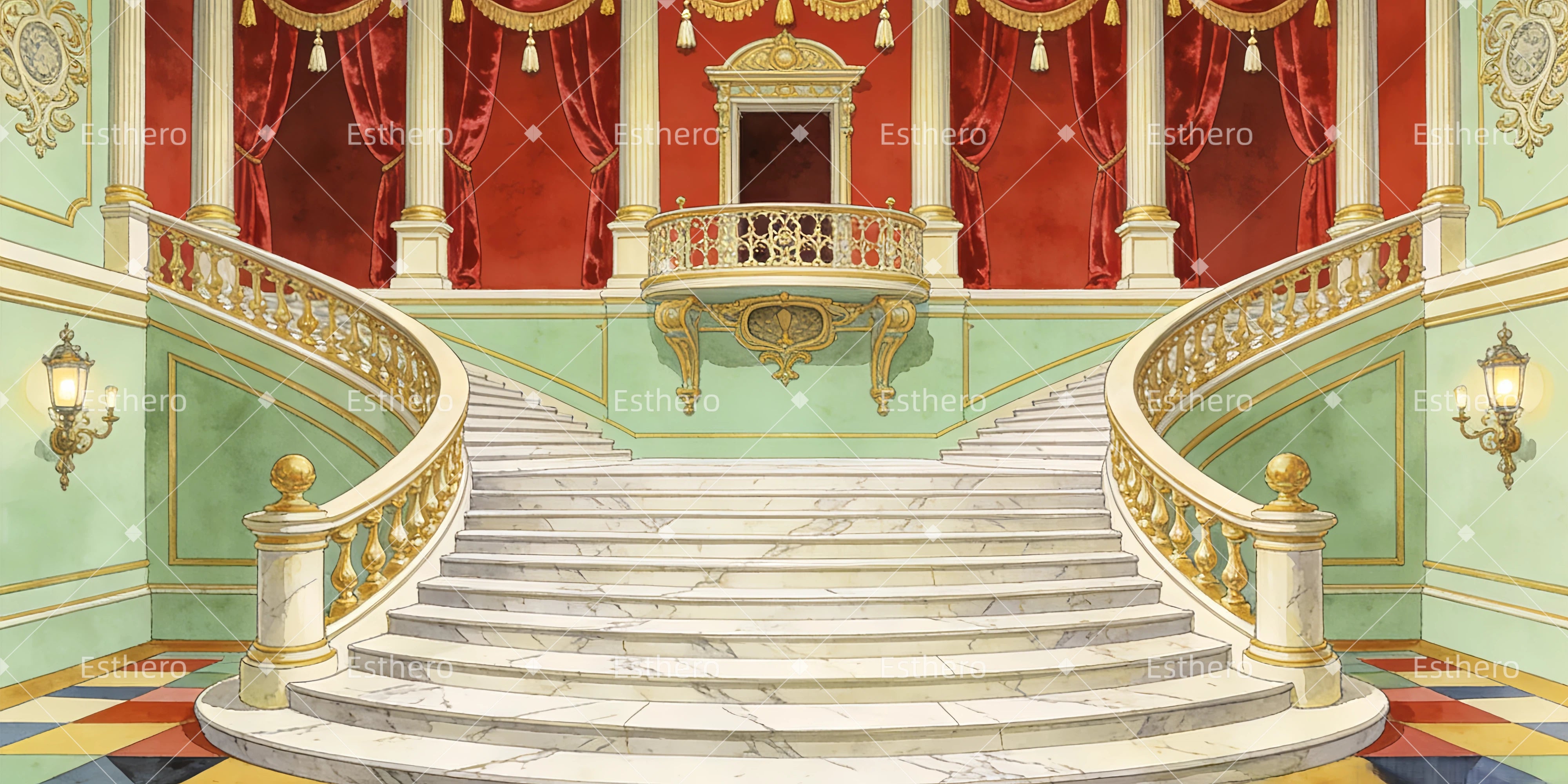 Fond de Scene Salle De Bal Victorienne GQ63-T23