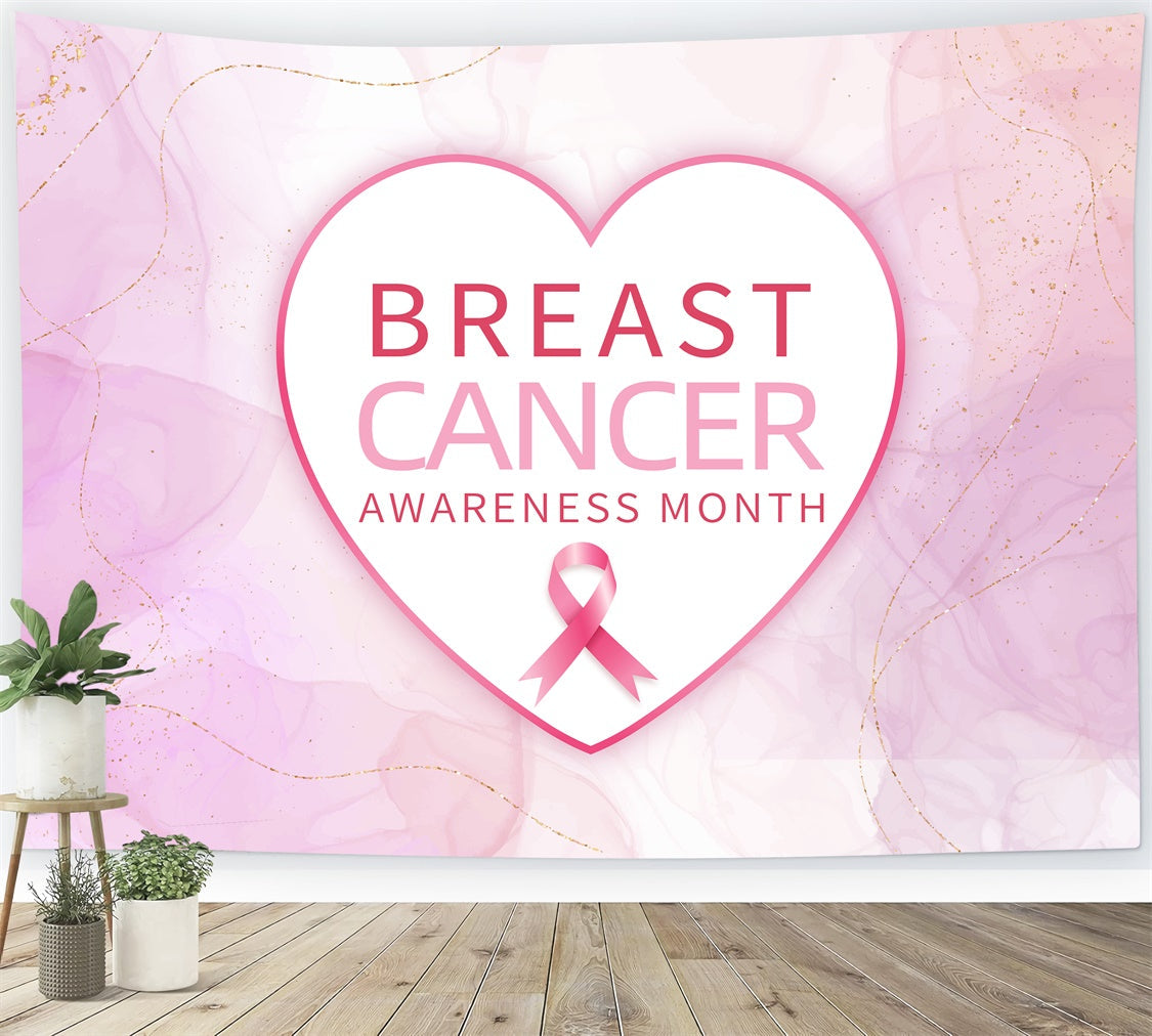 Toile de fond Sensibilisation au Cancer du Sein Cœur Élégant Ruban Rose XY2-6