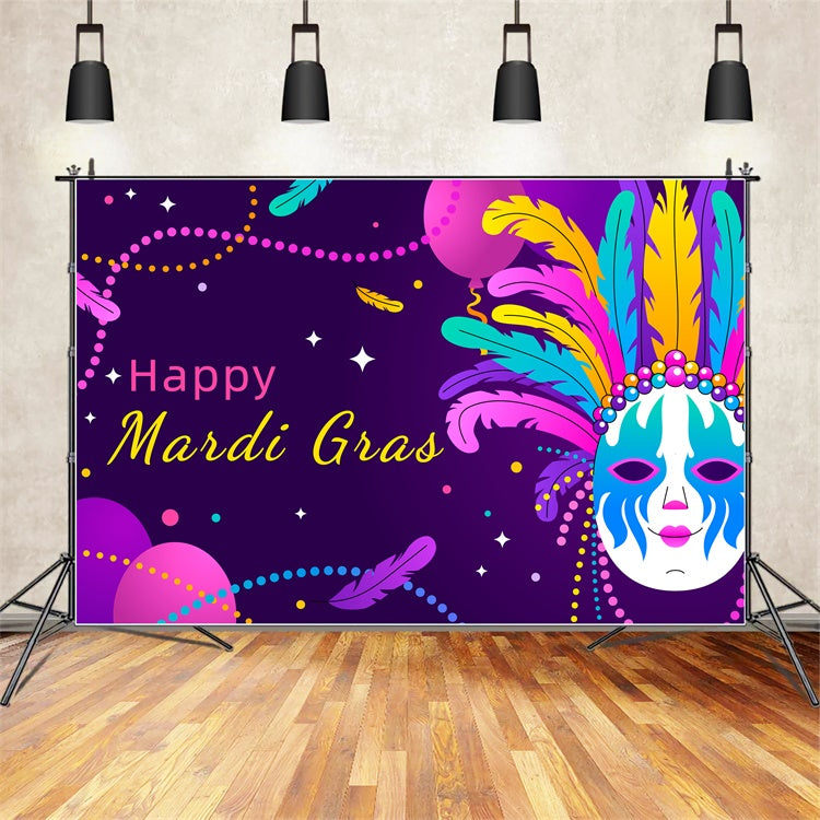 Toile de fond Mardi Gras Masque Violet Élégant Fête XY2-81