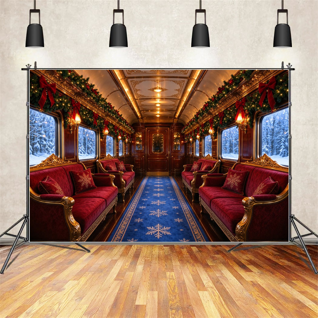 Fond Photo De Noël Train Vintage De Luxe Hivernal ZTT610-11