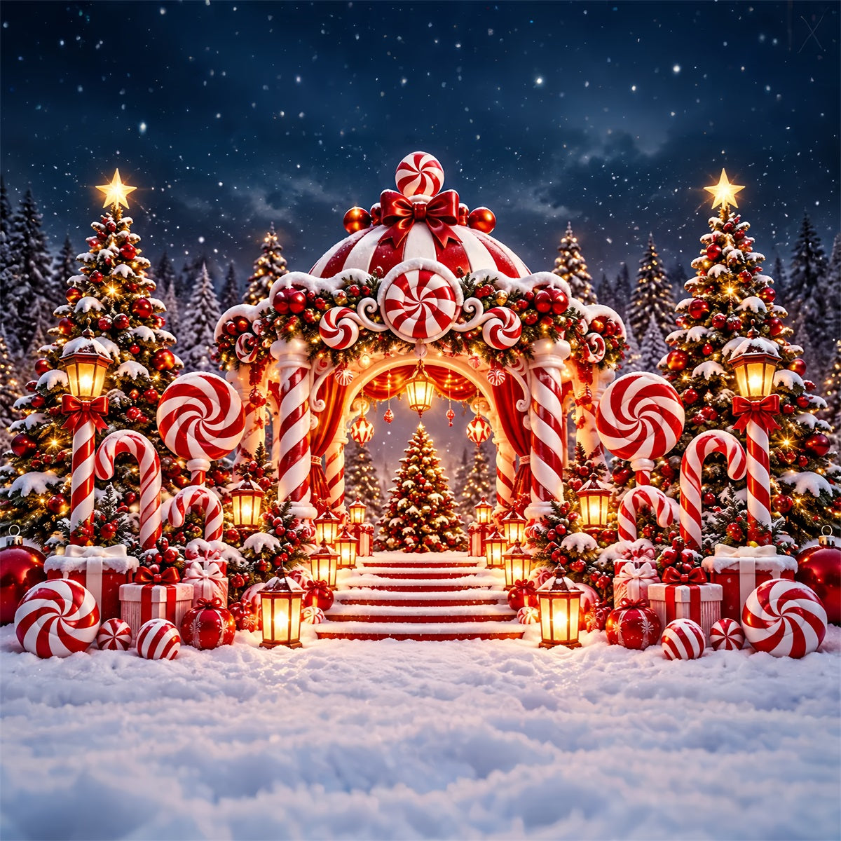 Fond De Noël Arche Pays Des Bonbons Menthe Poivrée ZTT610-18