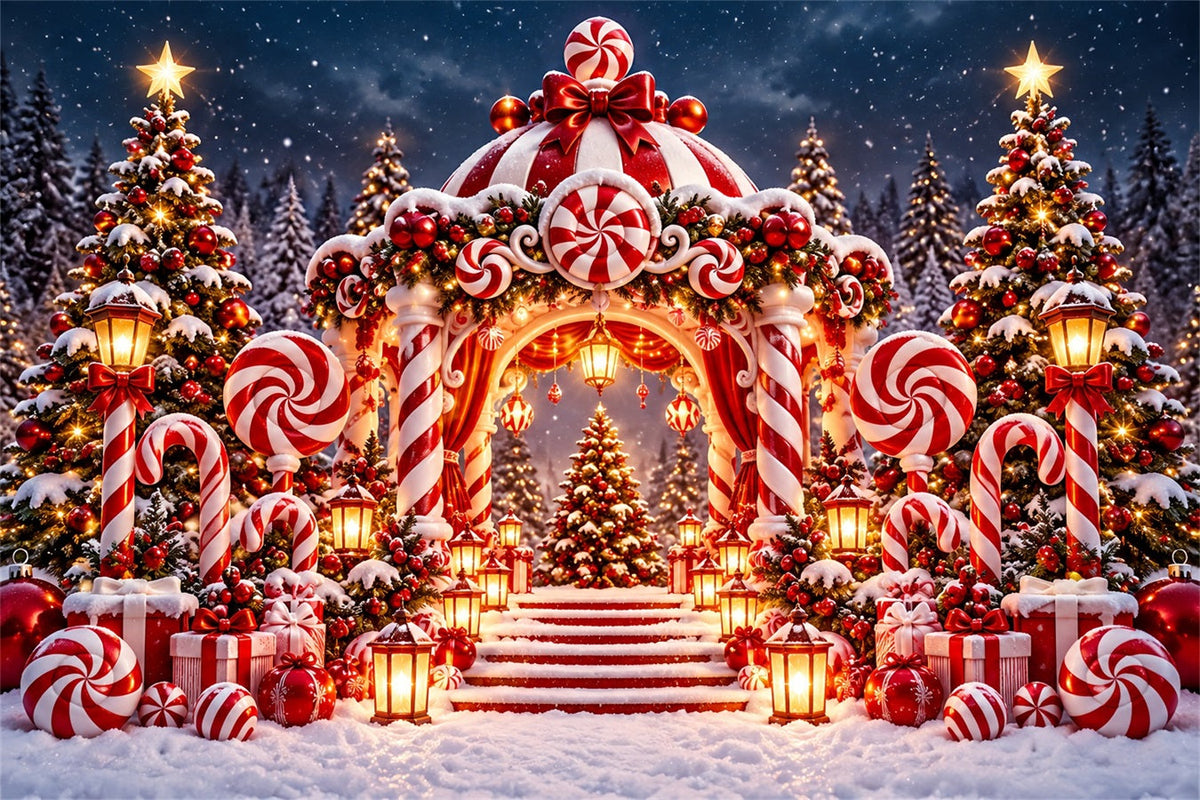 Fond De Noël Arche Pays Des Bonbons Menthe Poivrée ZTT610-18