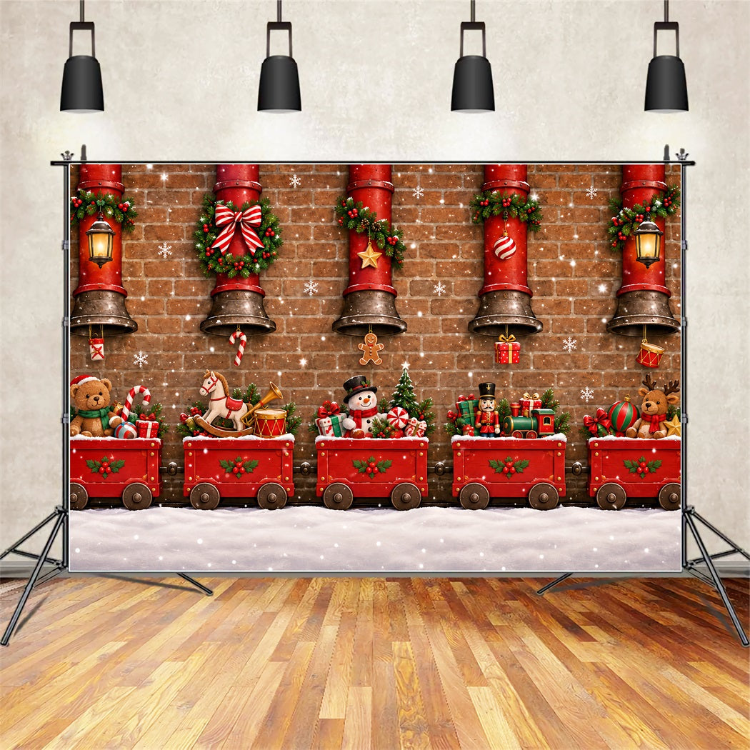 Fond Photo De Noël Train Jouet Rouge Vintage ZTT610-22