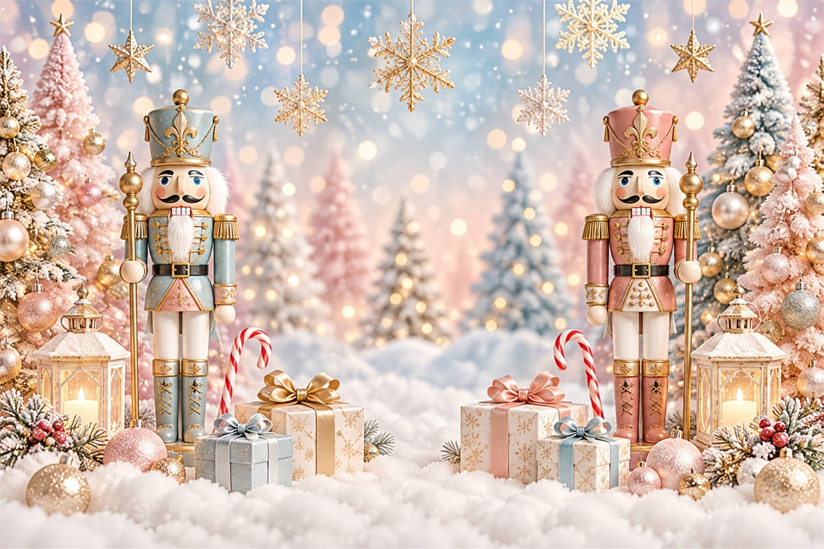 Fond Photo De Noël Sapin Pastel Neige Bokeh Casse-Noisette ZTT610-26